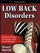 A book cover with the title of low back disorders.